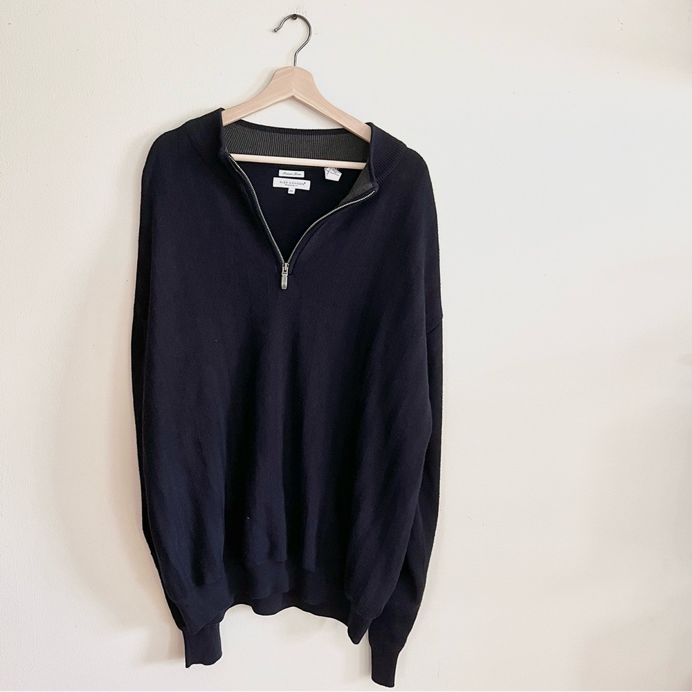 Alex Cannon Men Black Quarter Zip Italian Yarn Merino Wool Long Sleeve Size XXL